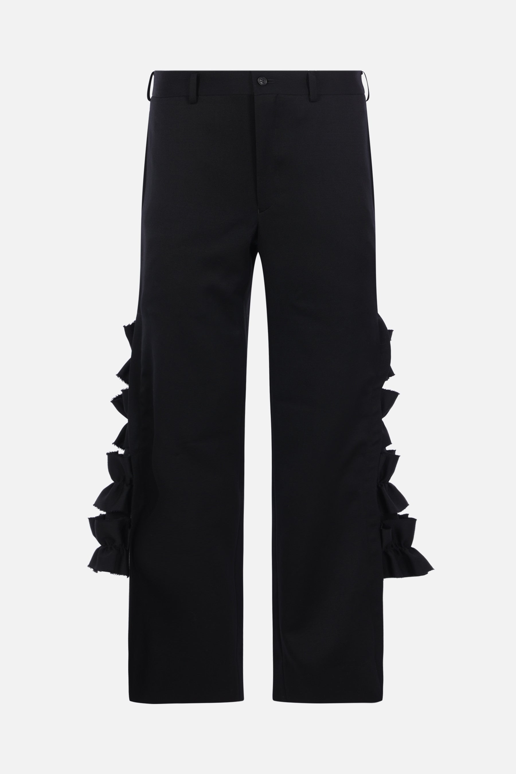 wool trousers with ruffles