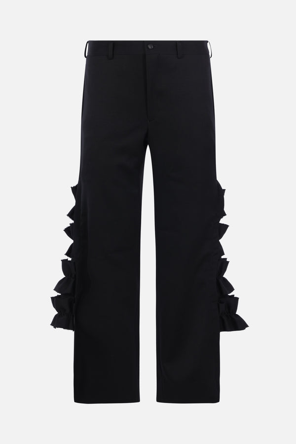 wool trousers with ruffles