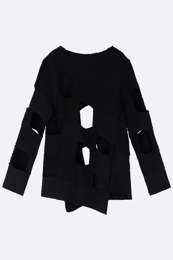 cotton blend sweater with cut-out details
