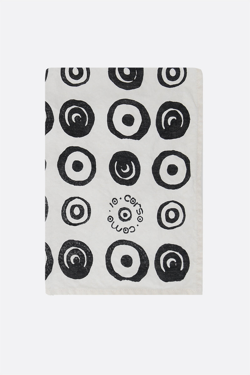 signature circles print linen tea towel