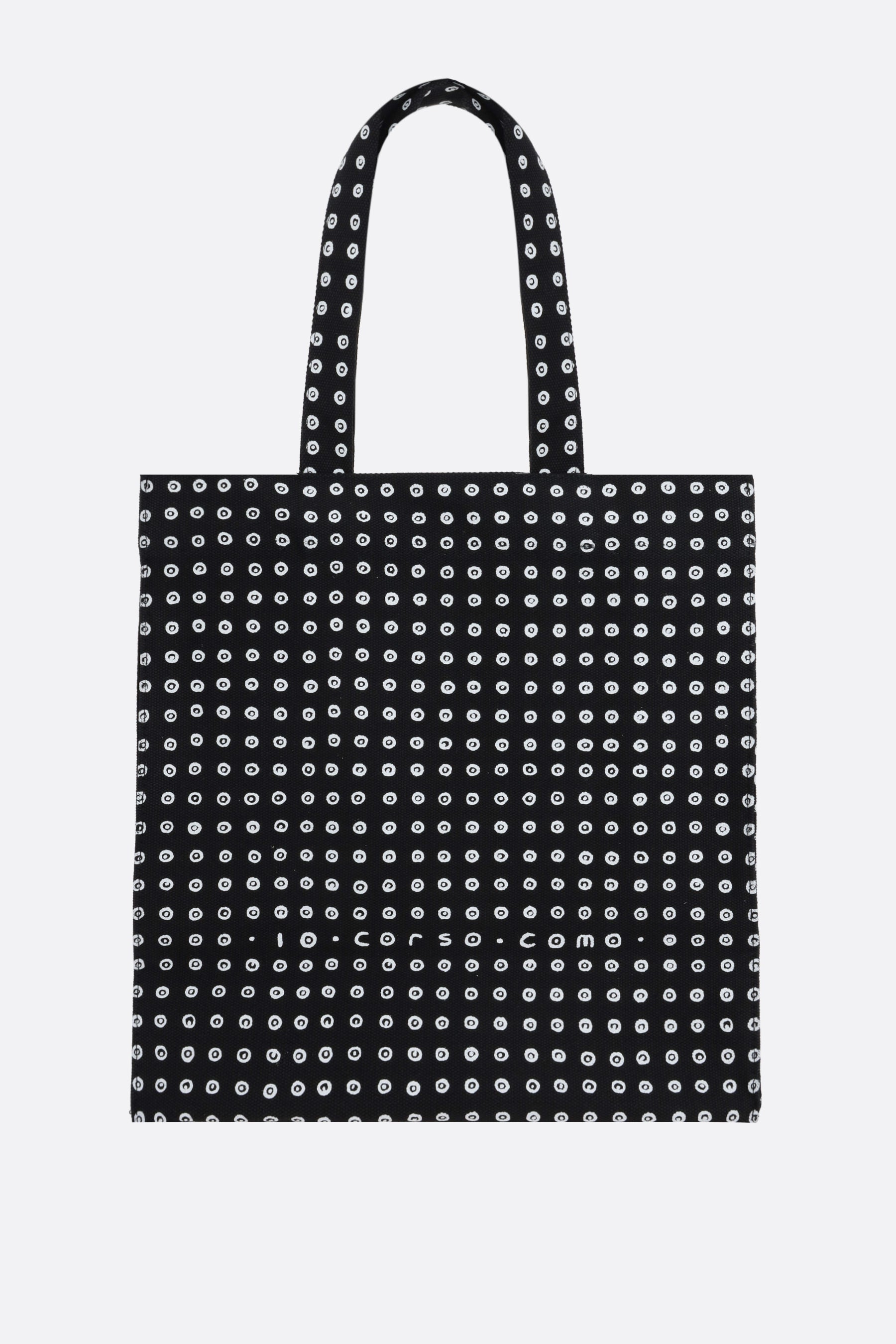 circles print canvas small shopping bag