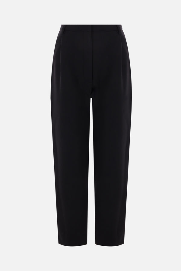 wool blend curved-leg pants