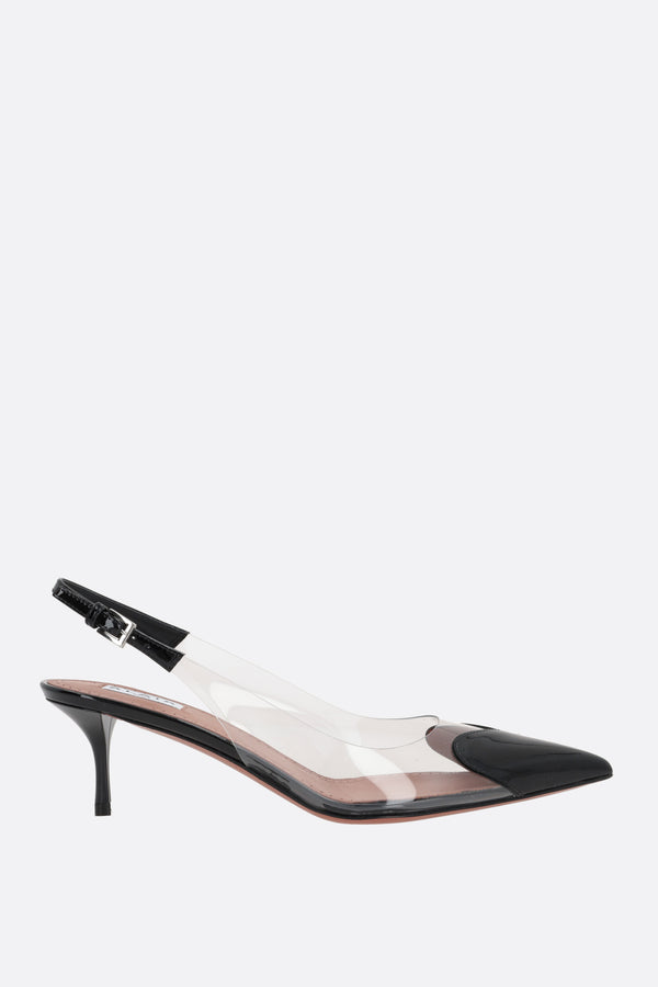 Le Coeur patent leather and PVC slingbacks