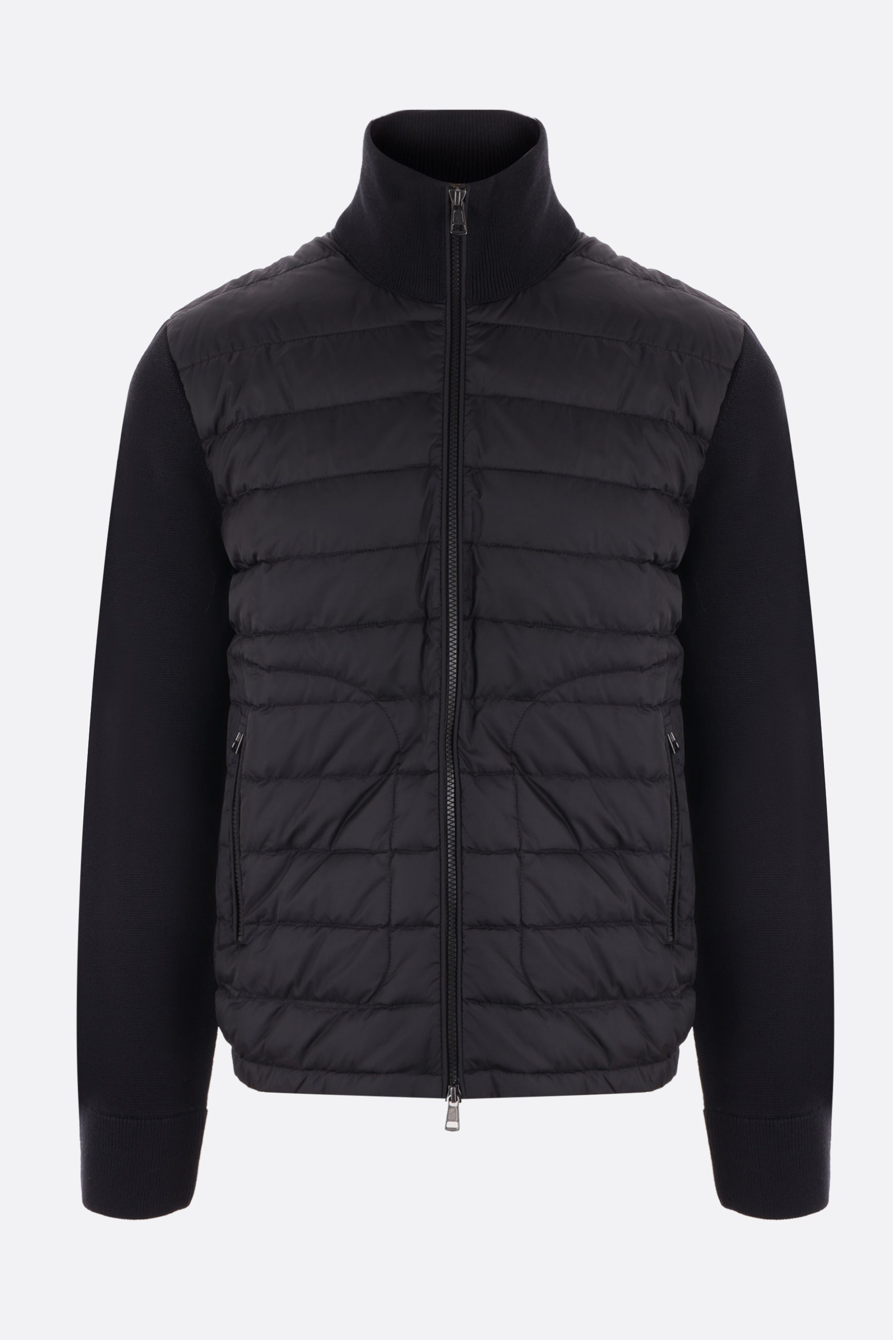 quilted nylon and knit down jacket