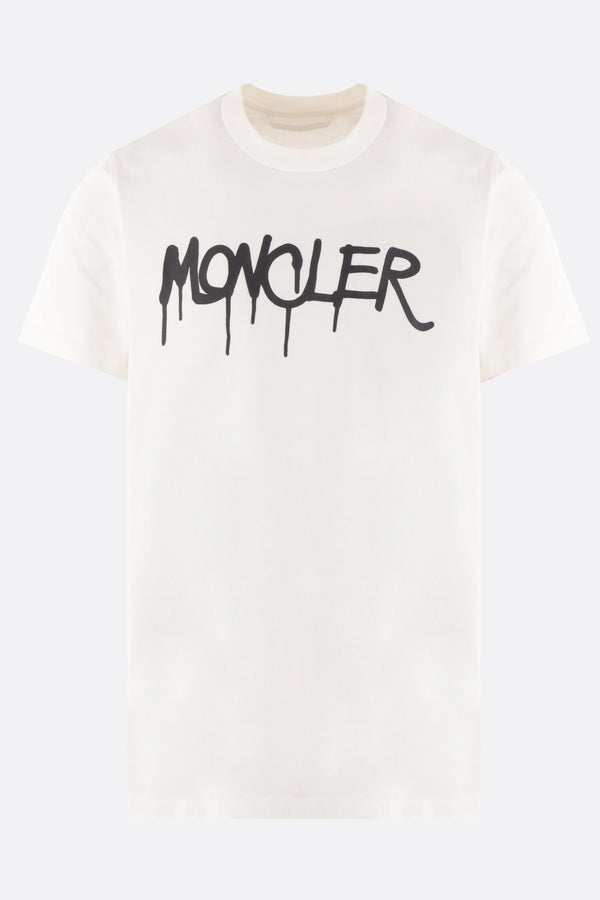 Short Sleeved Cotton T Shirt in White - Moncler