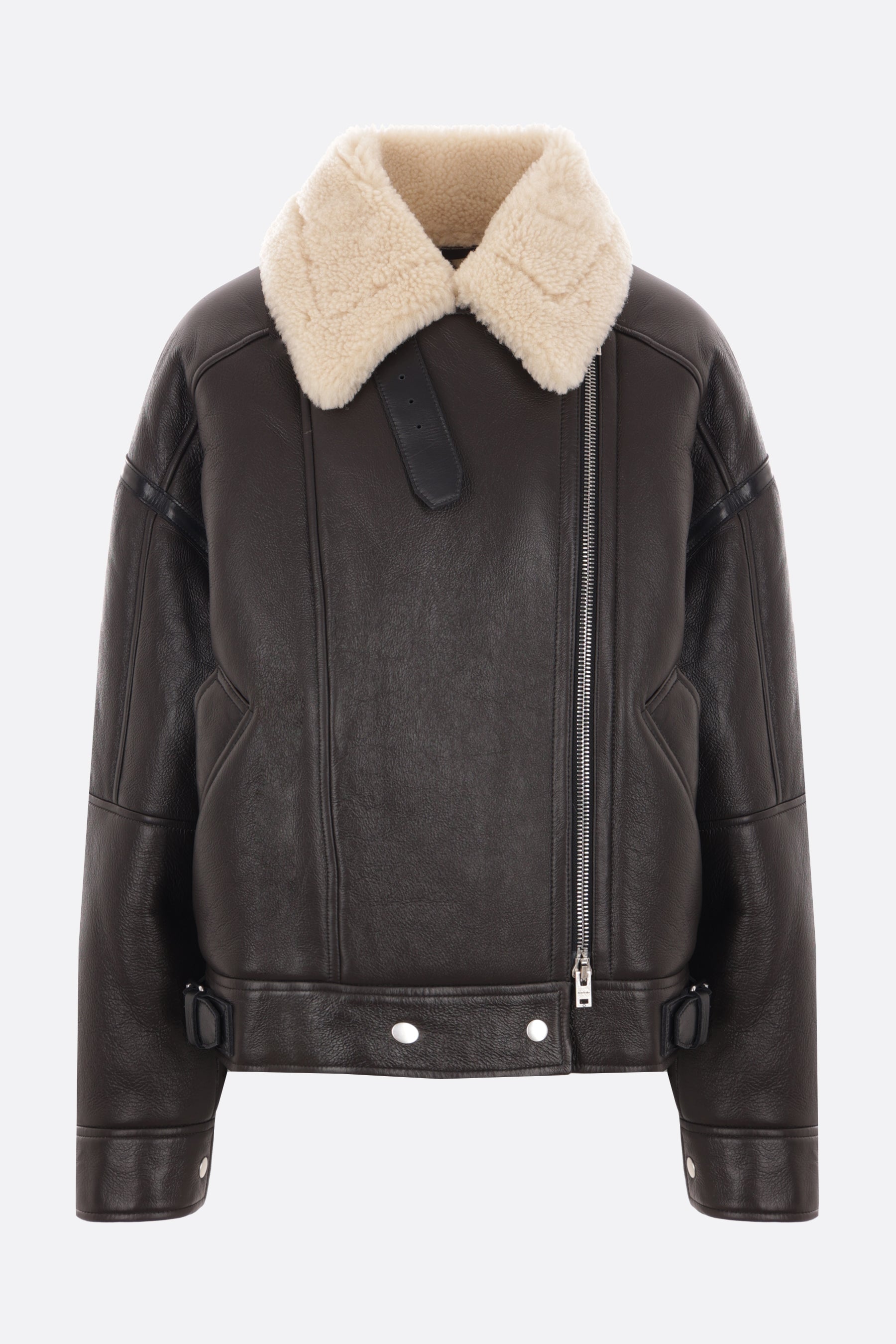leather and shearling biker jacket