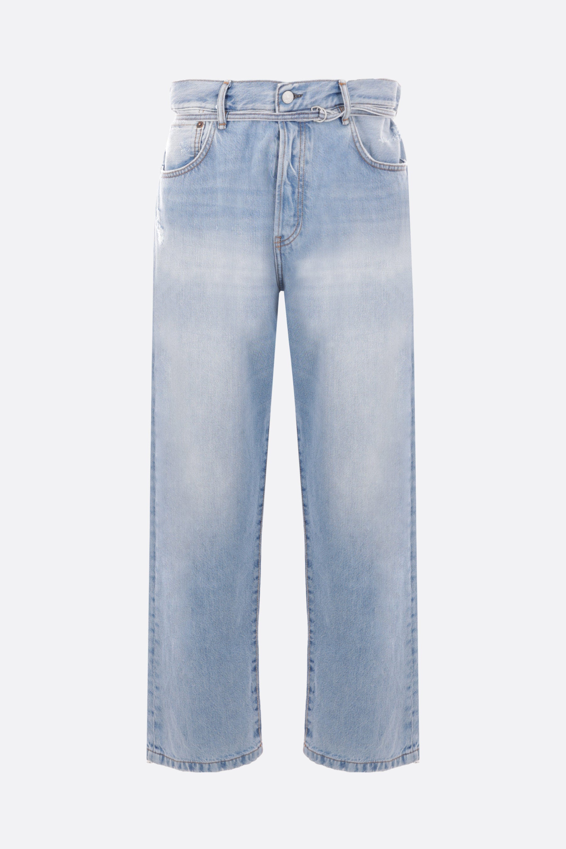 loose-fit denim jeans with thin belt