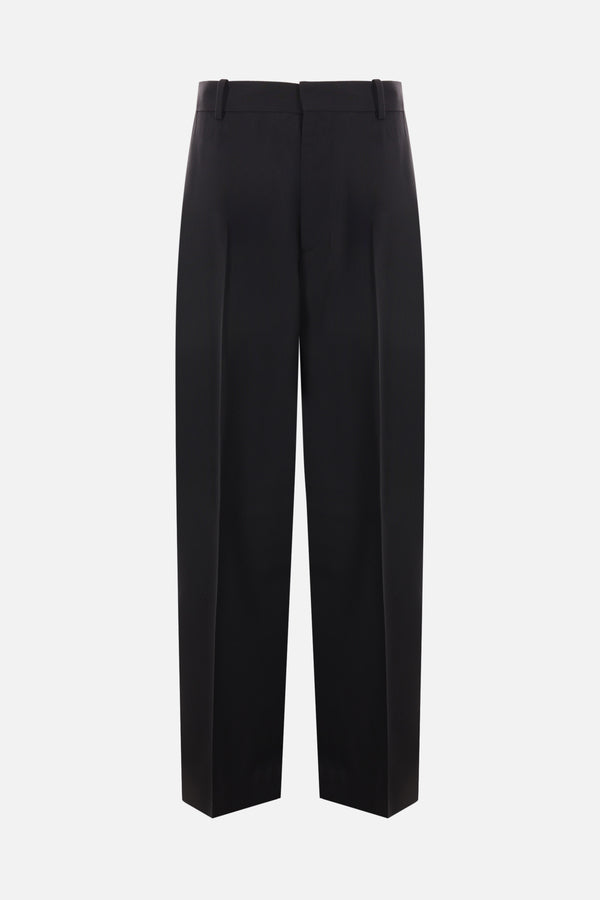 wide-leg wool blend trousers