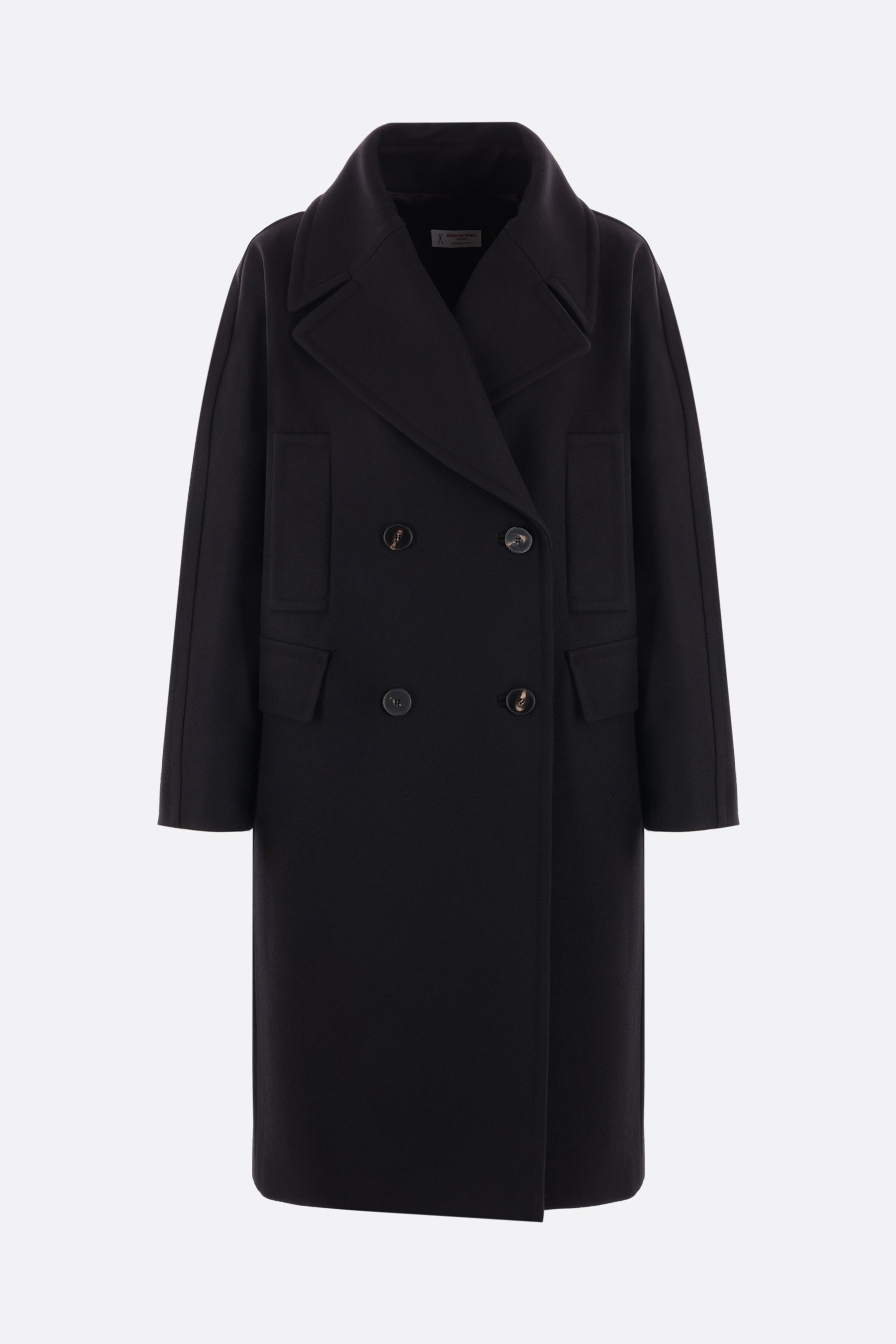 double-breasted wool blend coat