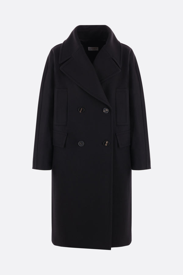 double-breasted wool blend coat