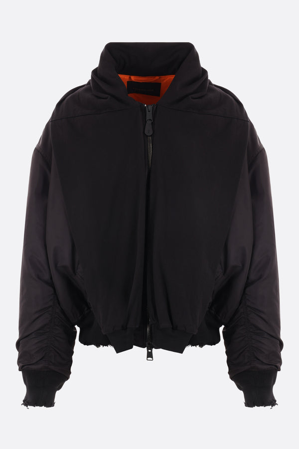 Incognito oversize nylon and jersey padded bomber jacket