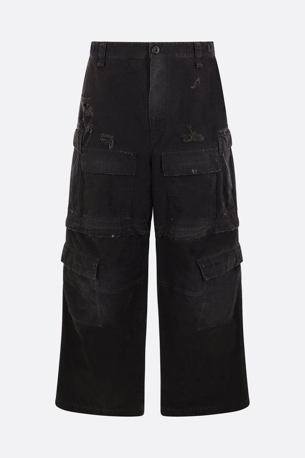 distressed cotton oversize cargo trousers