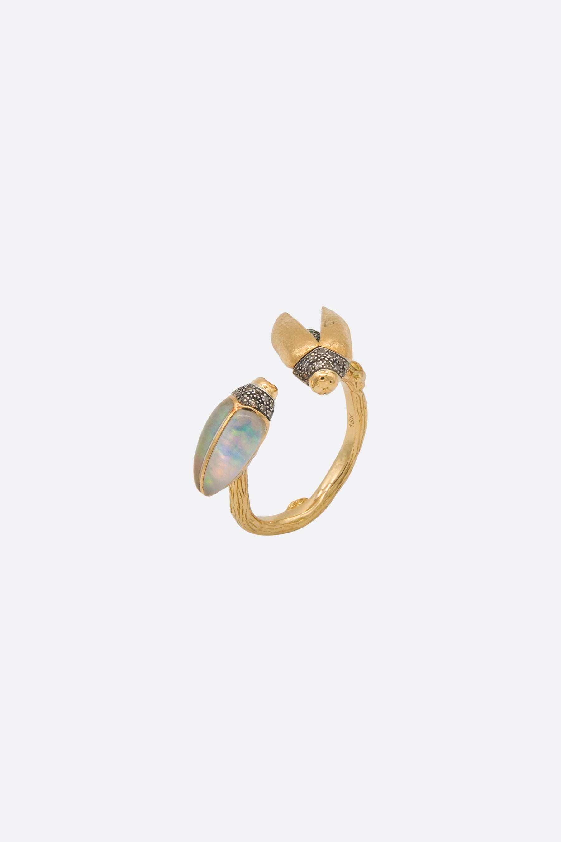 Opal Scarab Floaty 18k gold ring