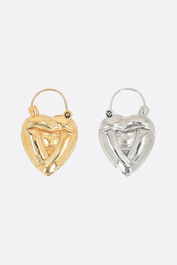 Knot Heart brass hoop earrings