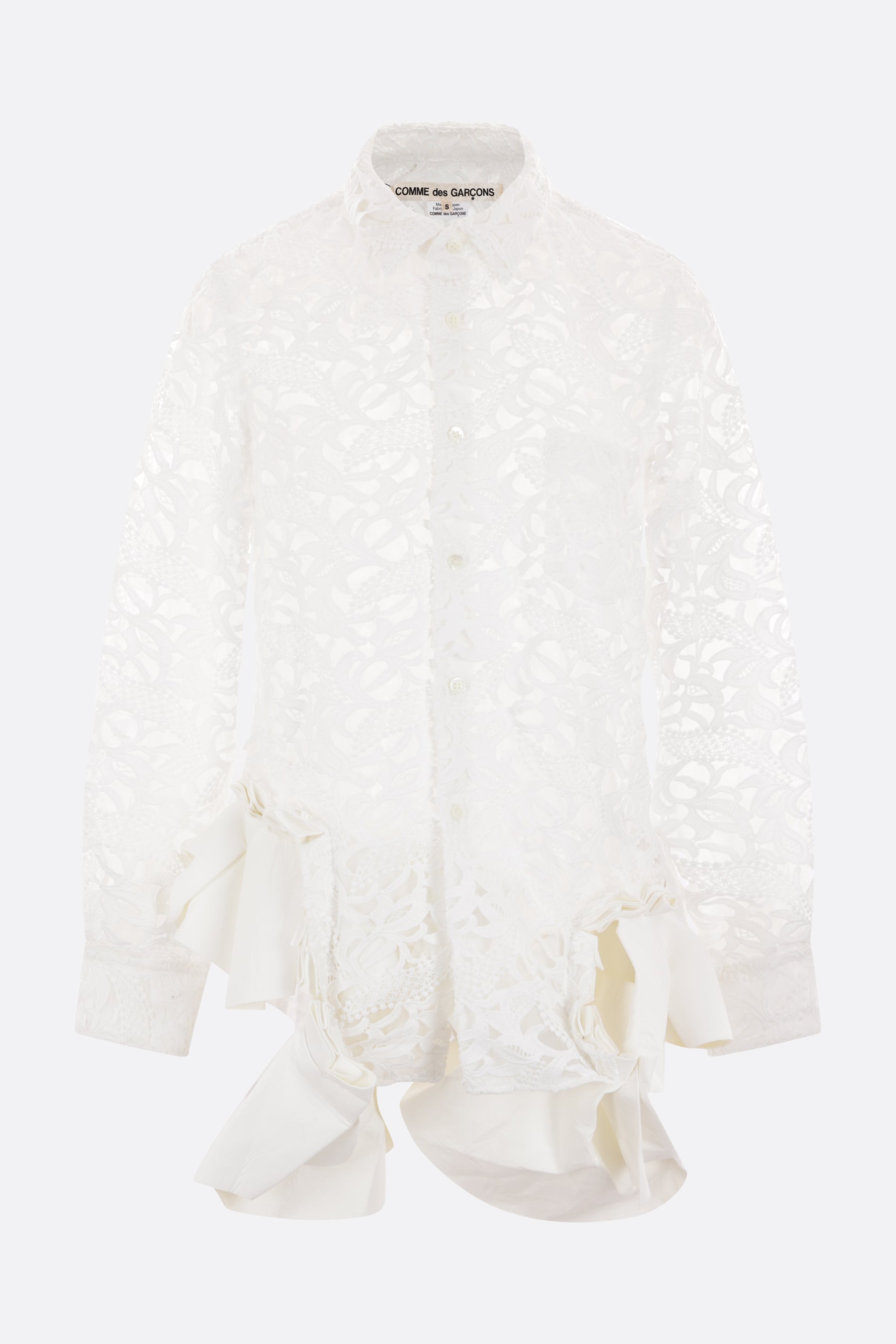 lace shirt with faux leather ruffles