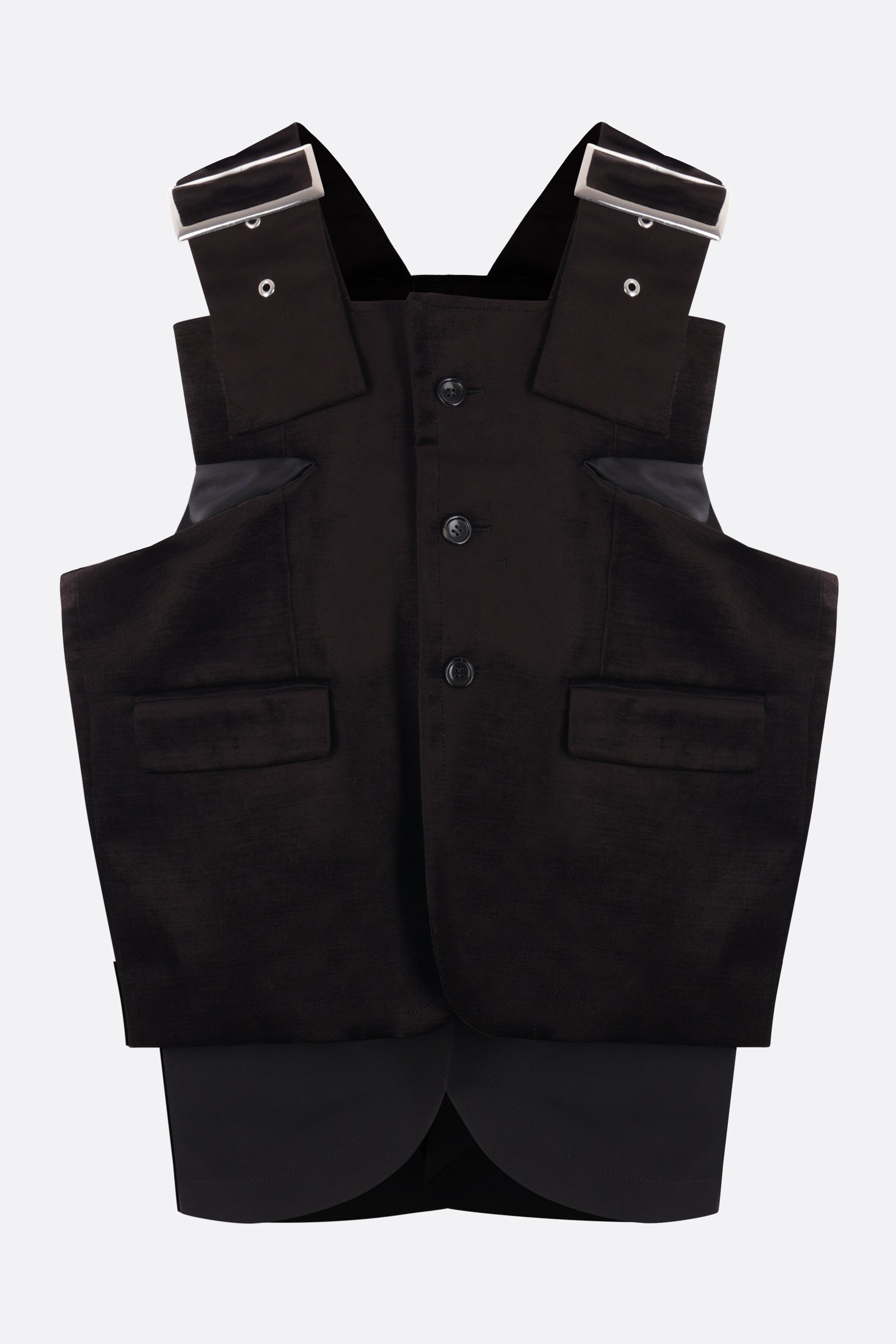 gilet oversize in velluto e cady stretch