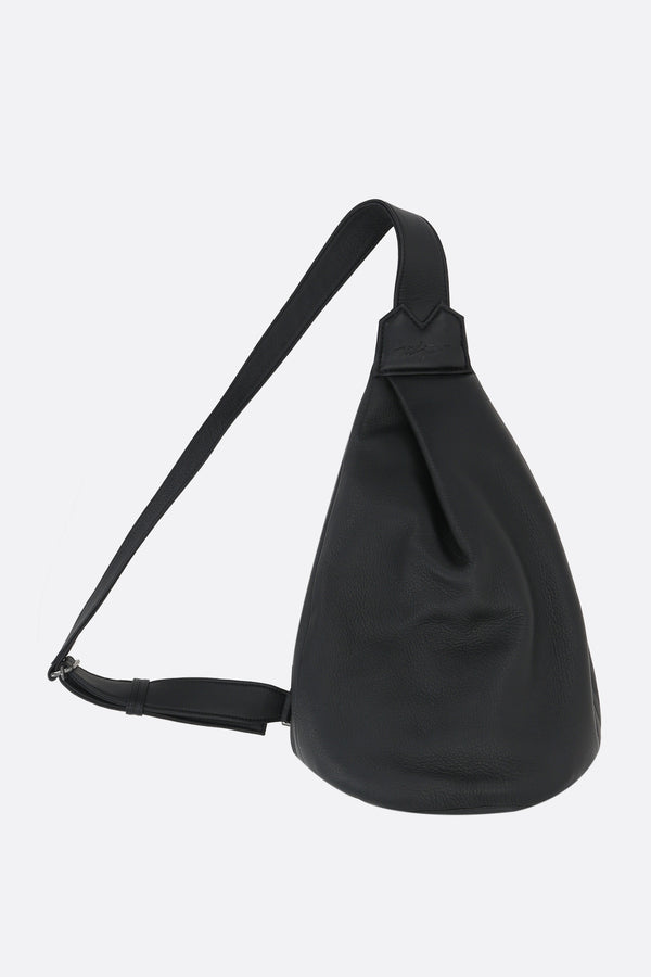 Y small grainy leather one-shoulder backpack