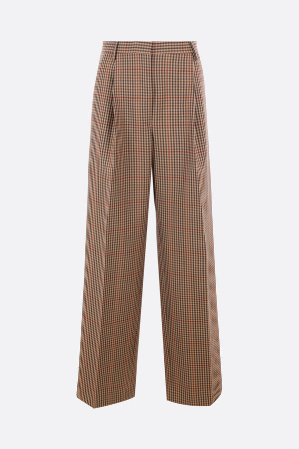 Porter check wool pleated trousers