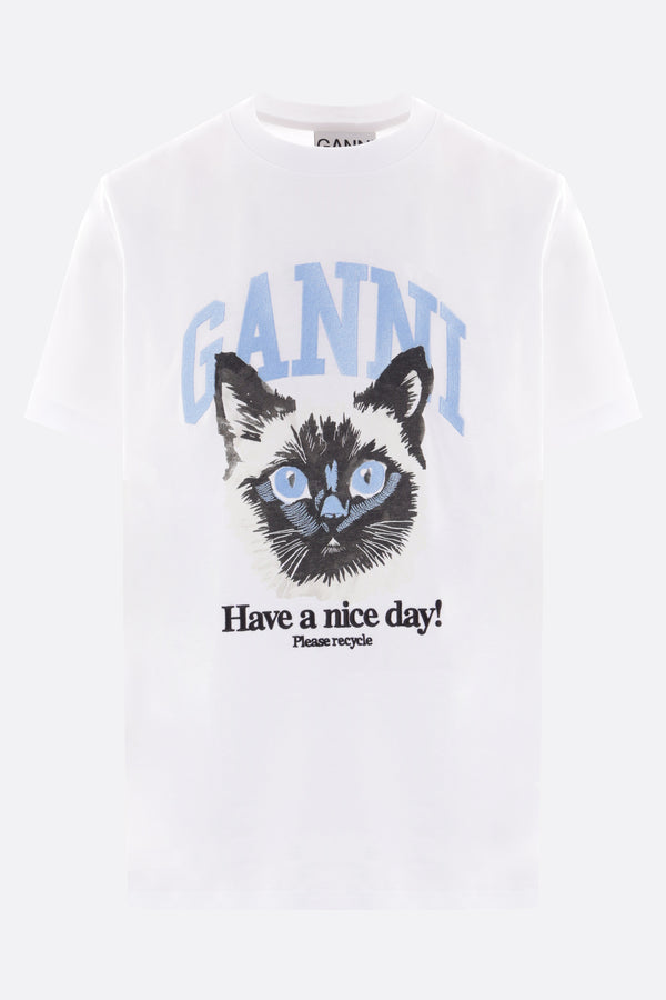 Cat print cotton t-shirt