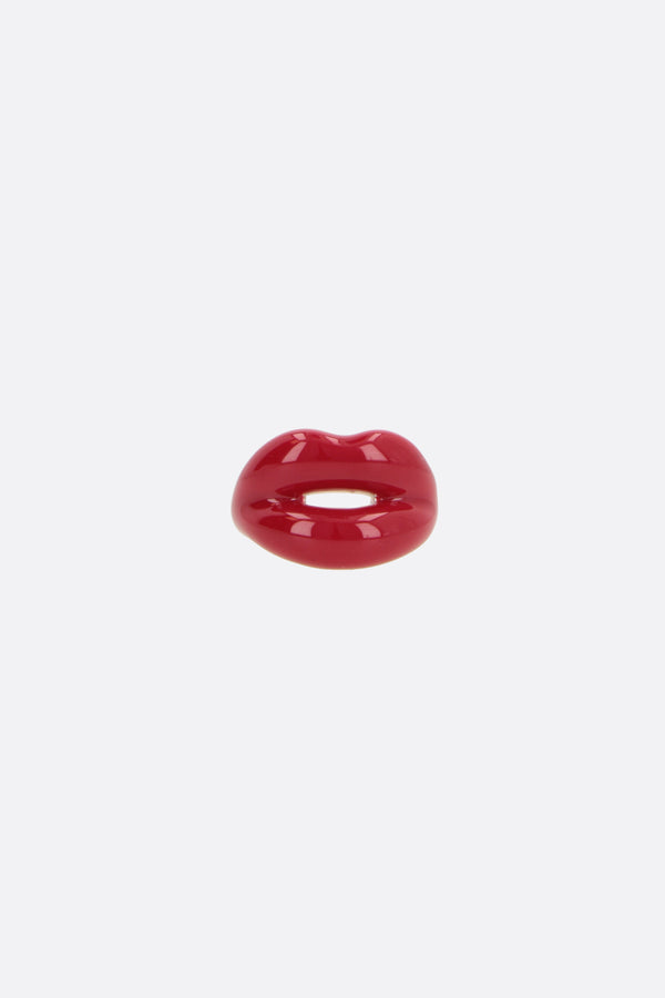 Hotlips enameled silver ring