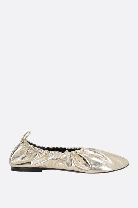 metallic leather ballerinas