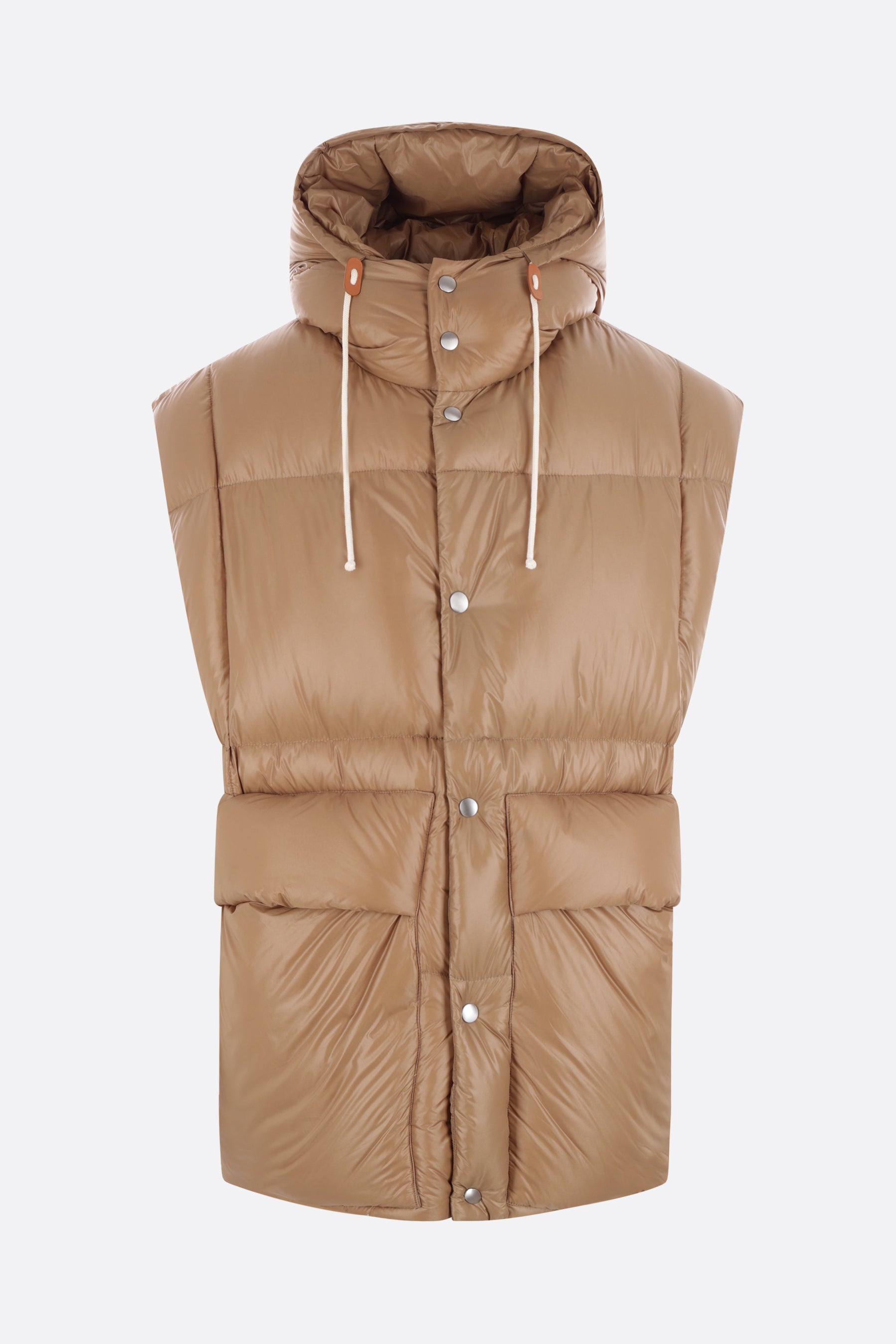 recycled nylon oversize sleeveless down jacket