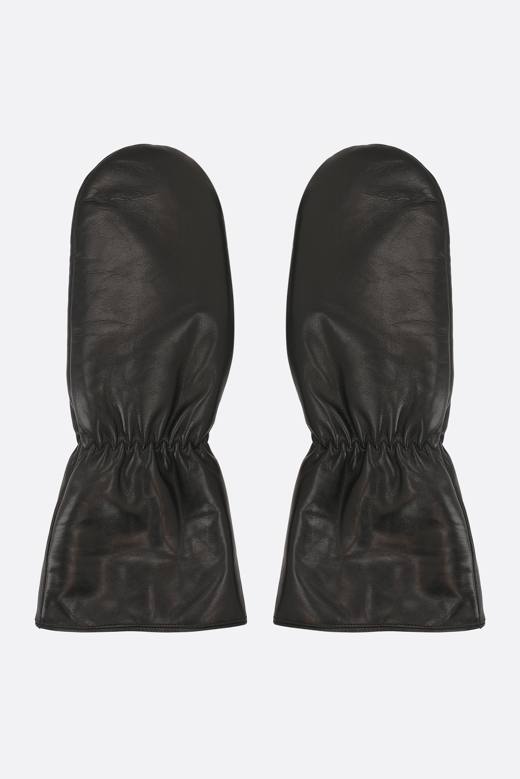 nappa leather puffy mittens