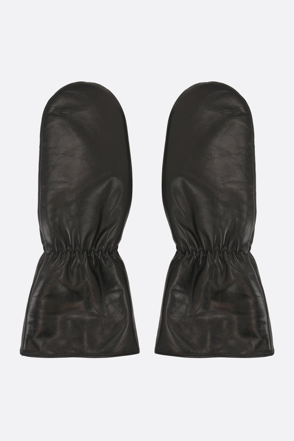 nappa leather puffy mittens