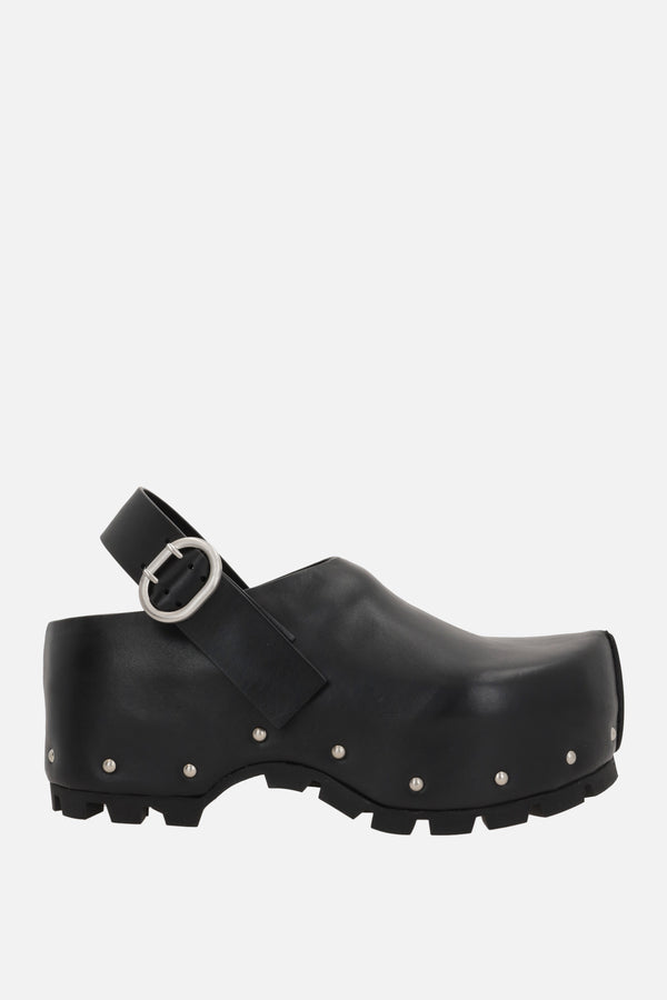 smooth leather clogs with studs