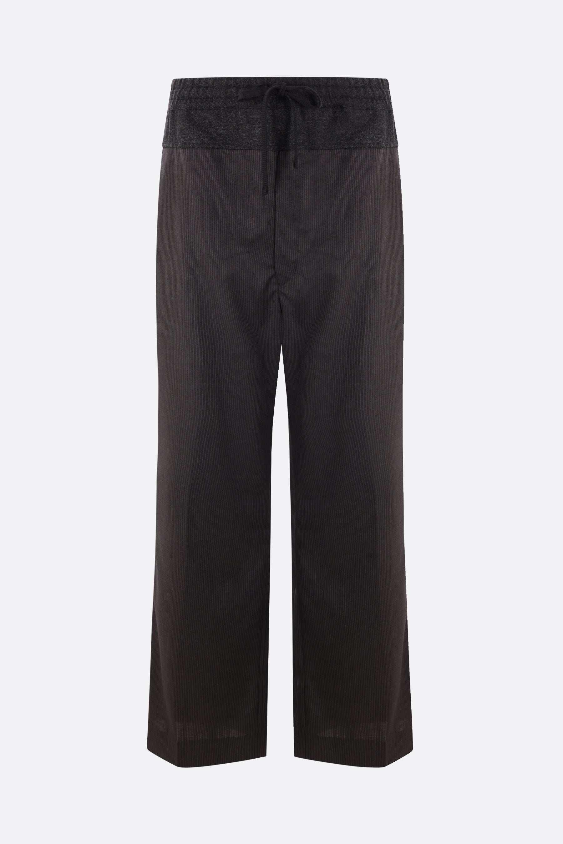 straight-leg pinstriped wool trousers