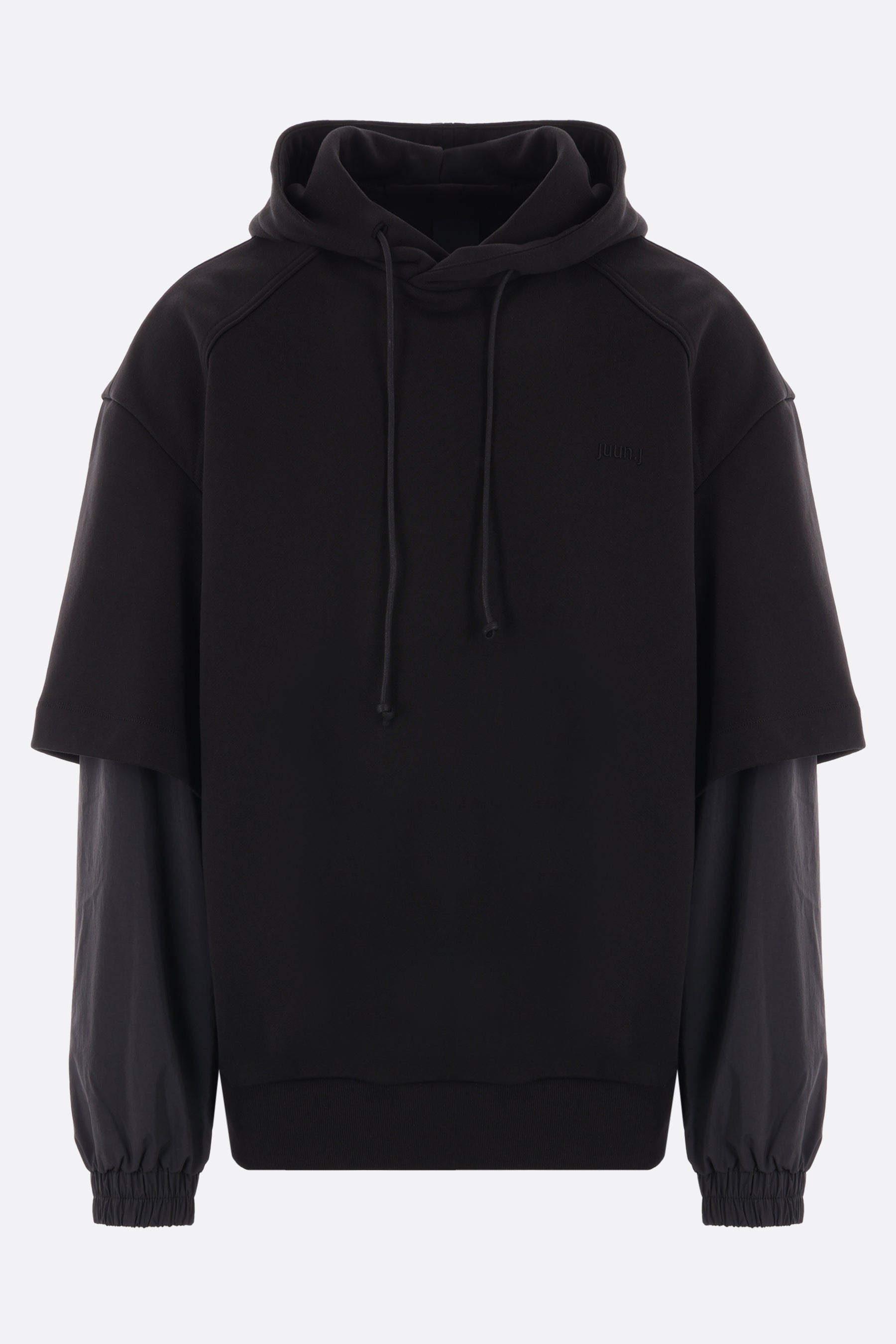 jersey and nylon oversize hoodie