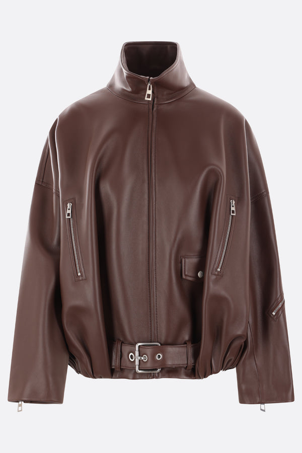 nappa oversize jacket with belt