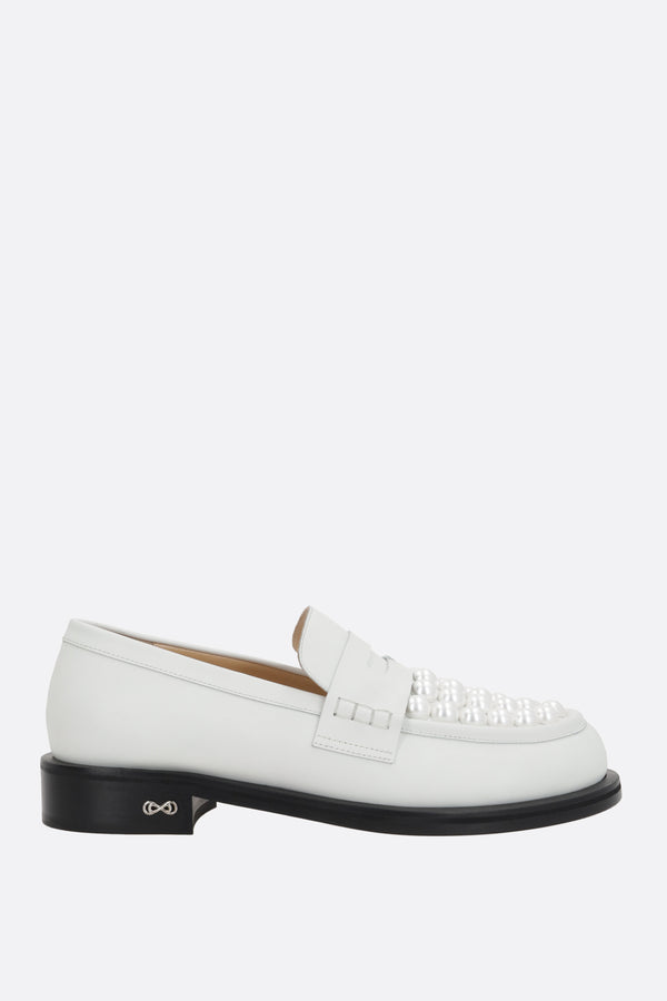 Sirene smooth leather loafers with pearls