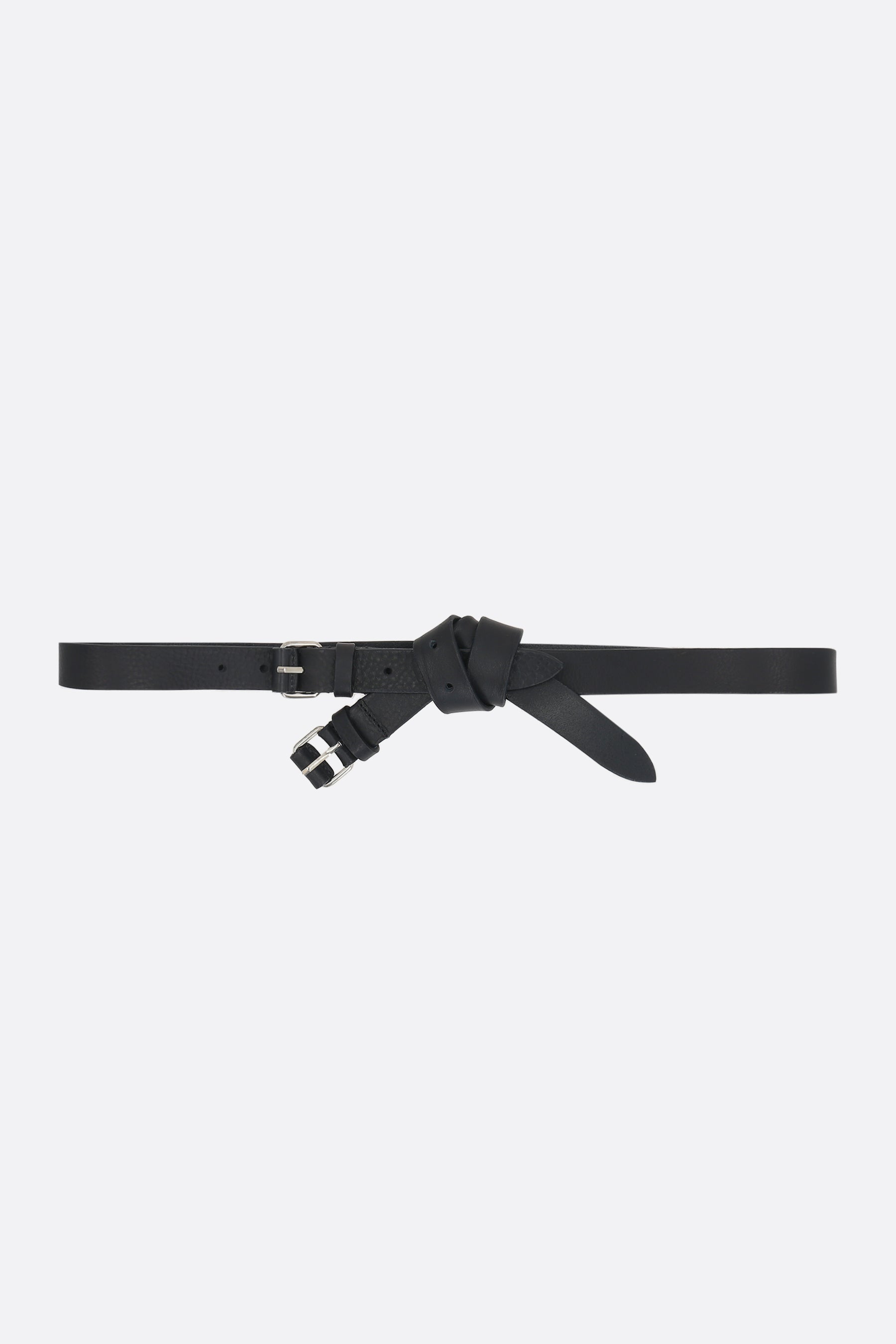 Bow grainy leather belt