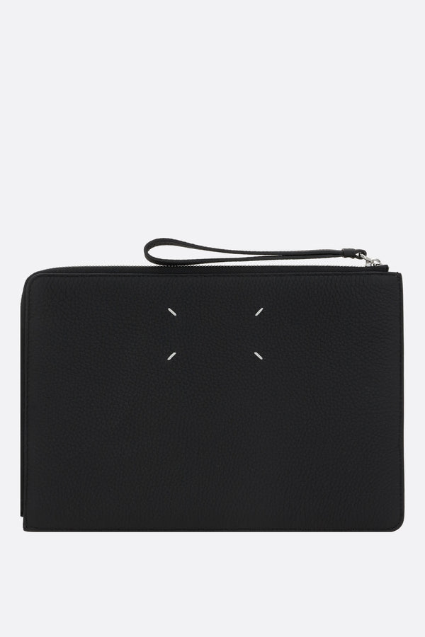 grainy leather clutch