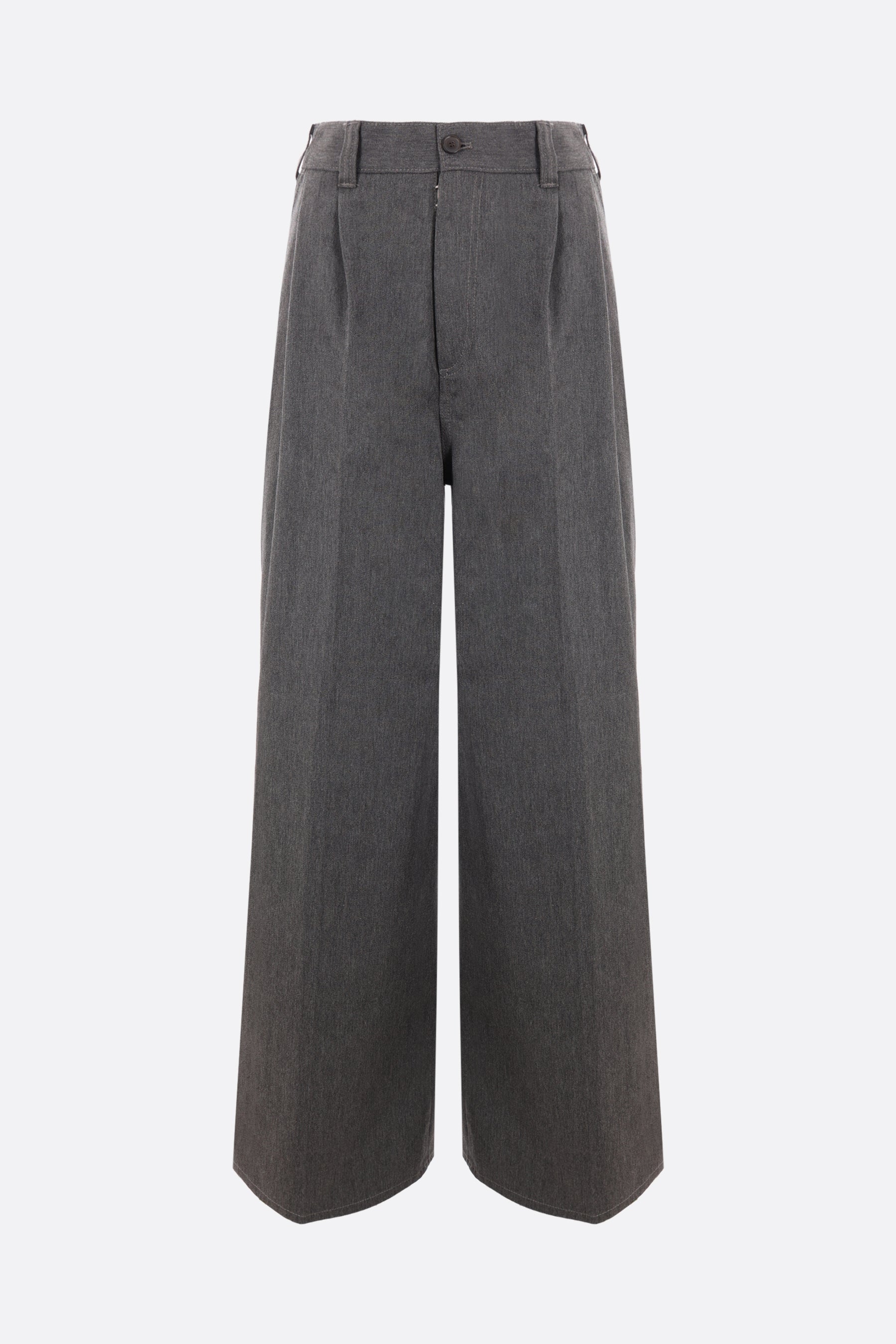 wide-leg cotton blend trousers