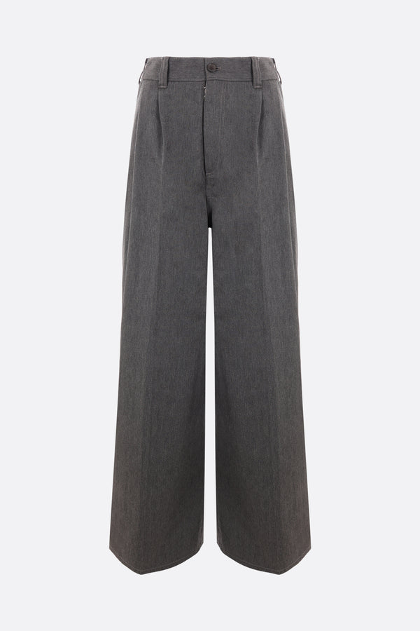 wide-leg cotton blend trousers