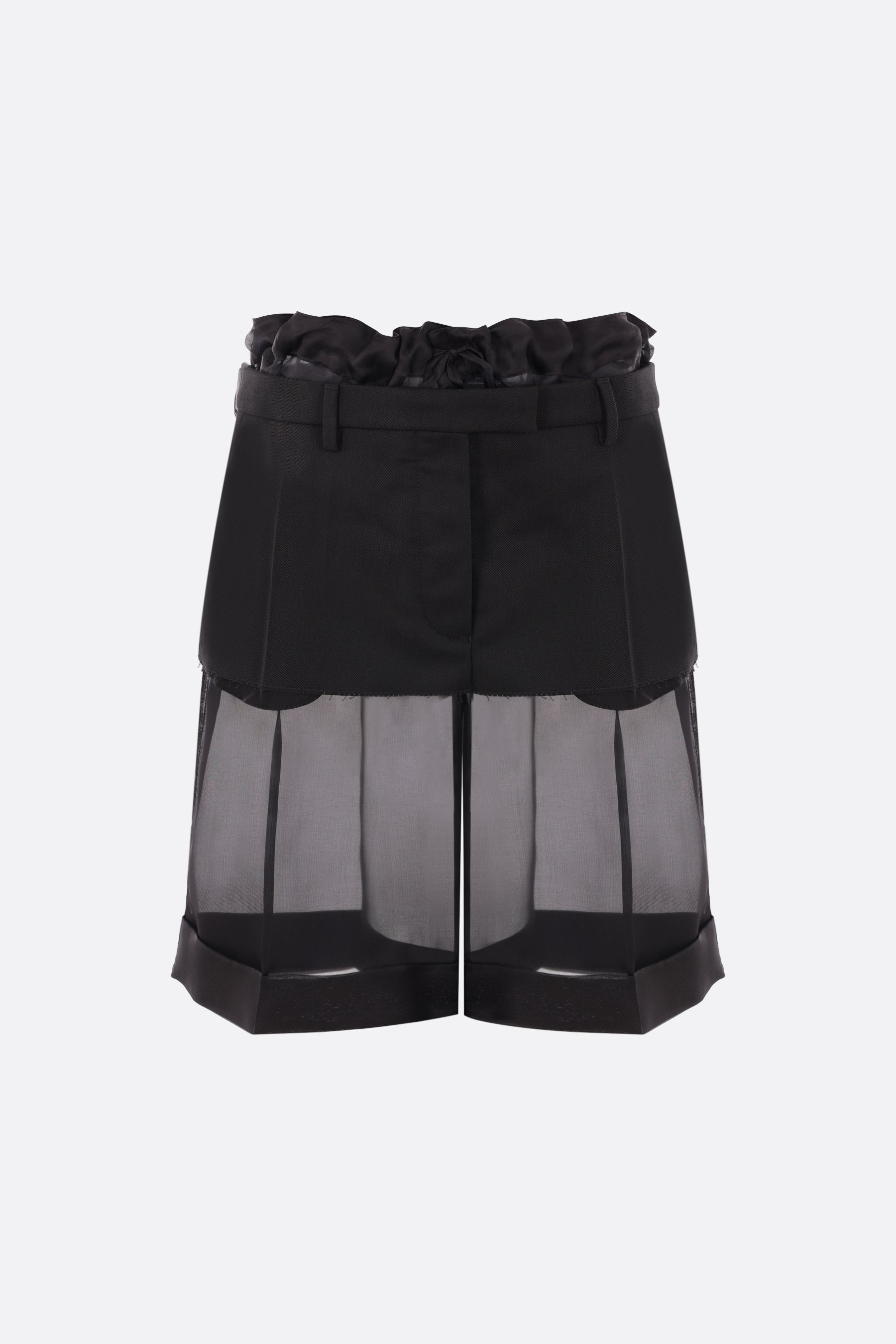 organza shorts with gabardine miniskirt