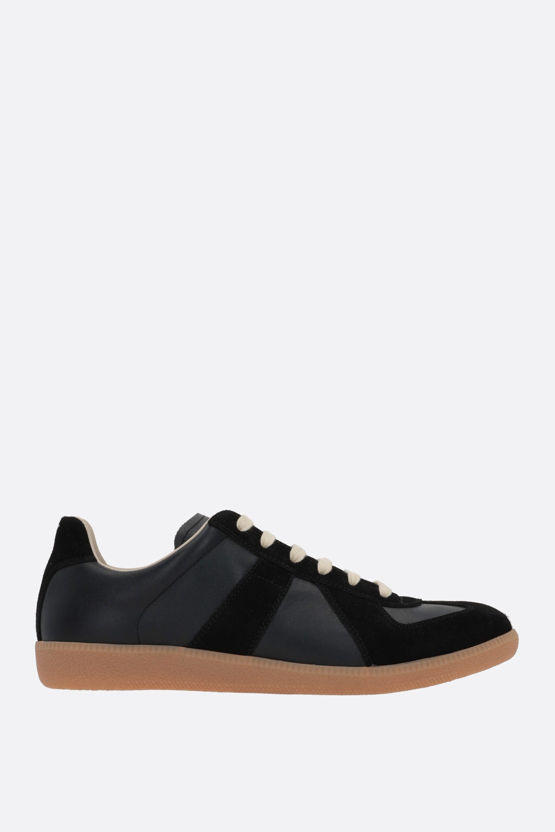 Replica smooth leather and suede sneakers