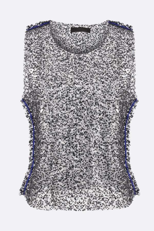 Magpie mesh sleeveless top with beads and sequins