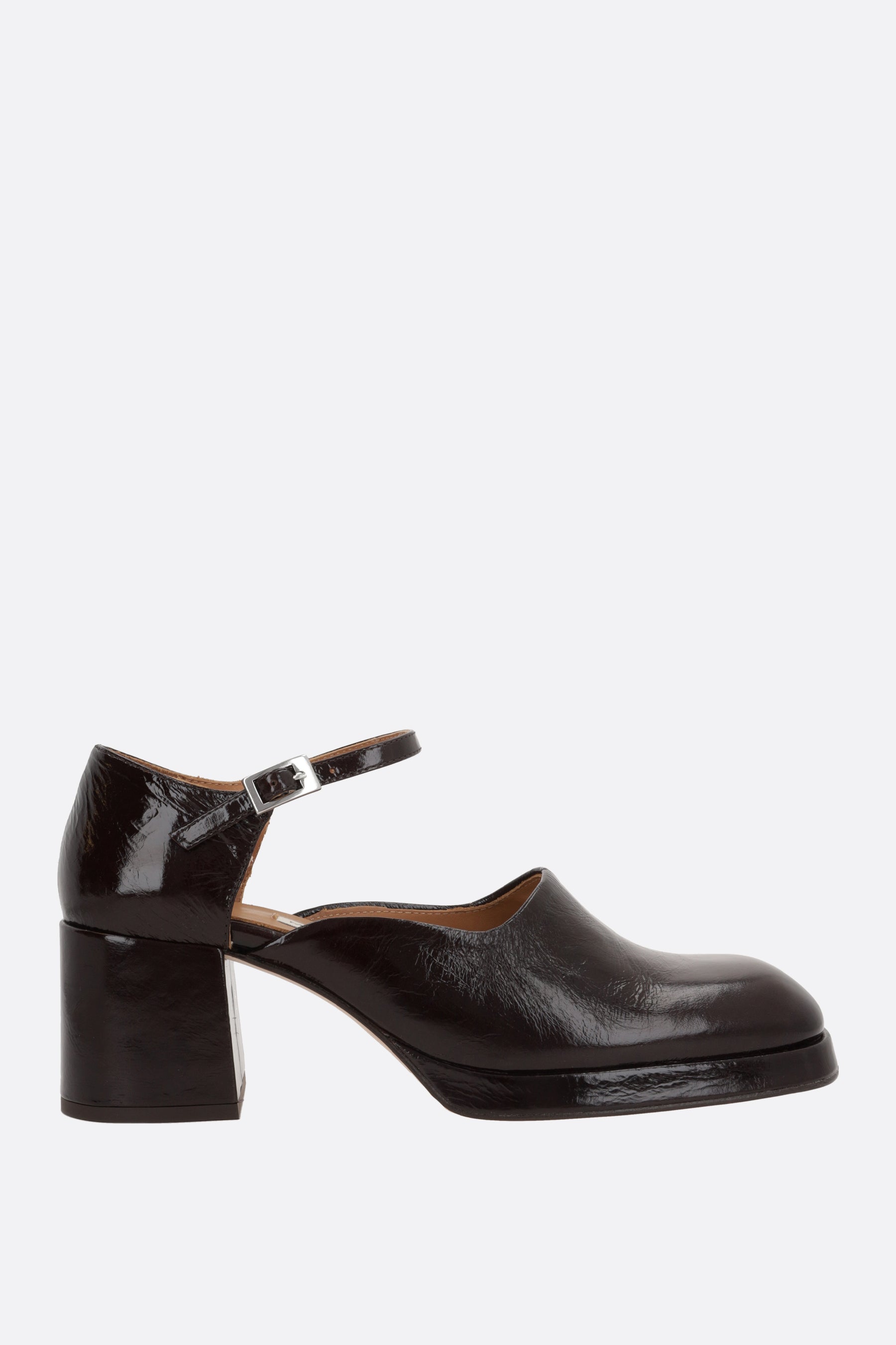 Yara cracked leather mary-jane pumps