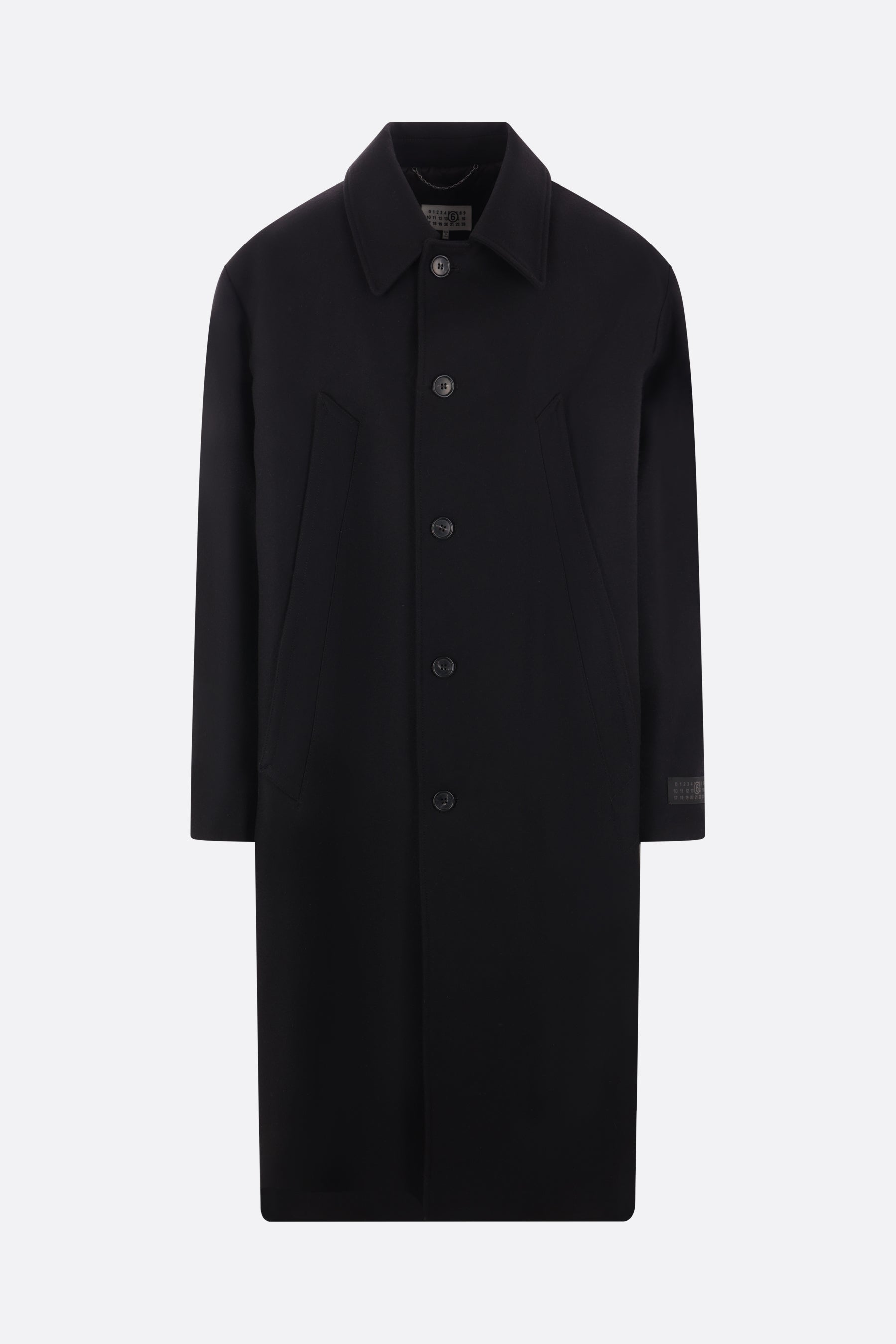 single-breasted wool blend coat