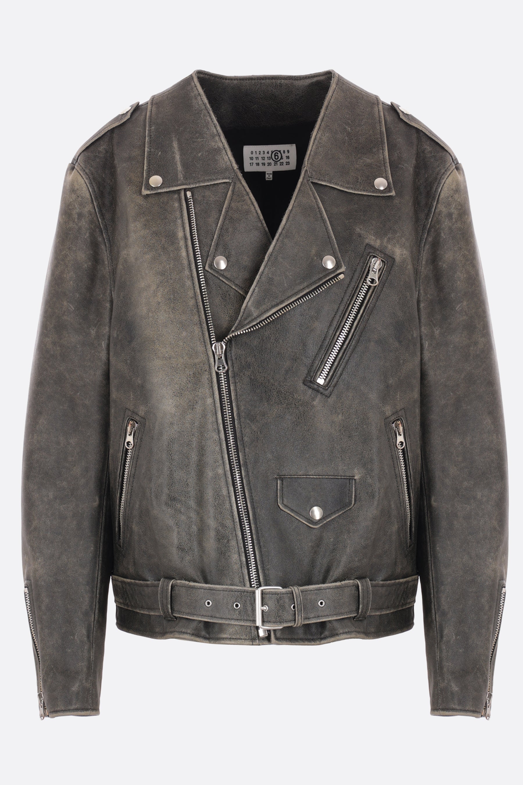 vintage leather oversize biker jacket