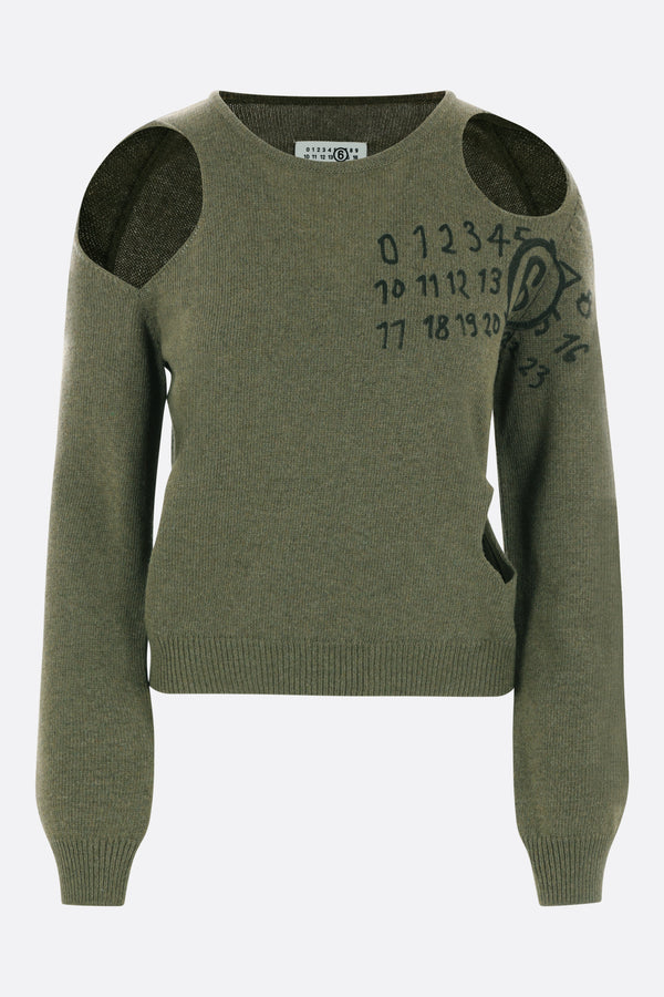 wool blend pullover with cut-out details