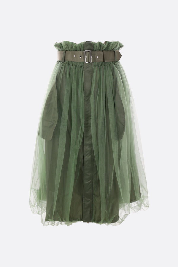 twill and tulle cargo skirt