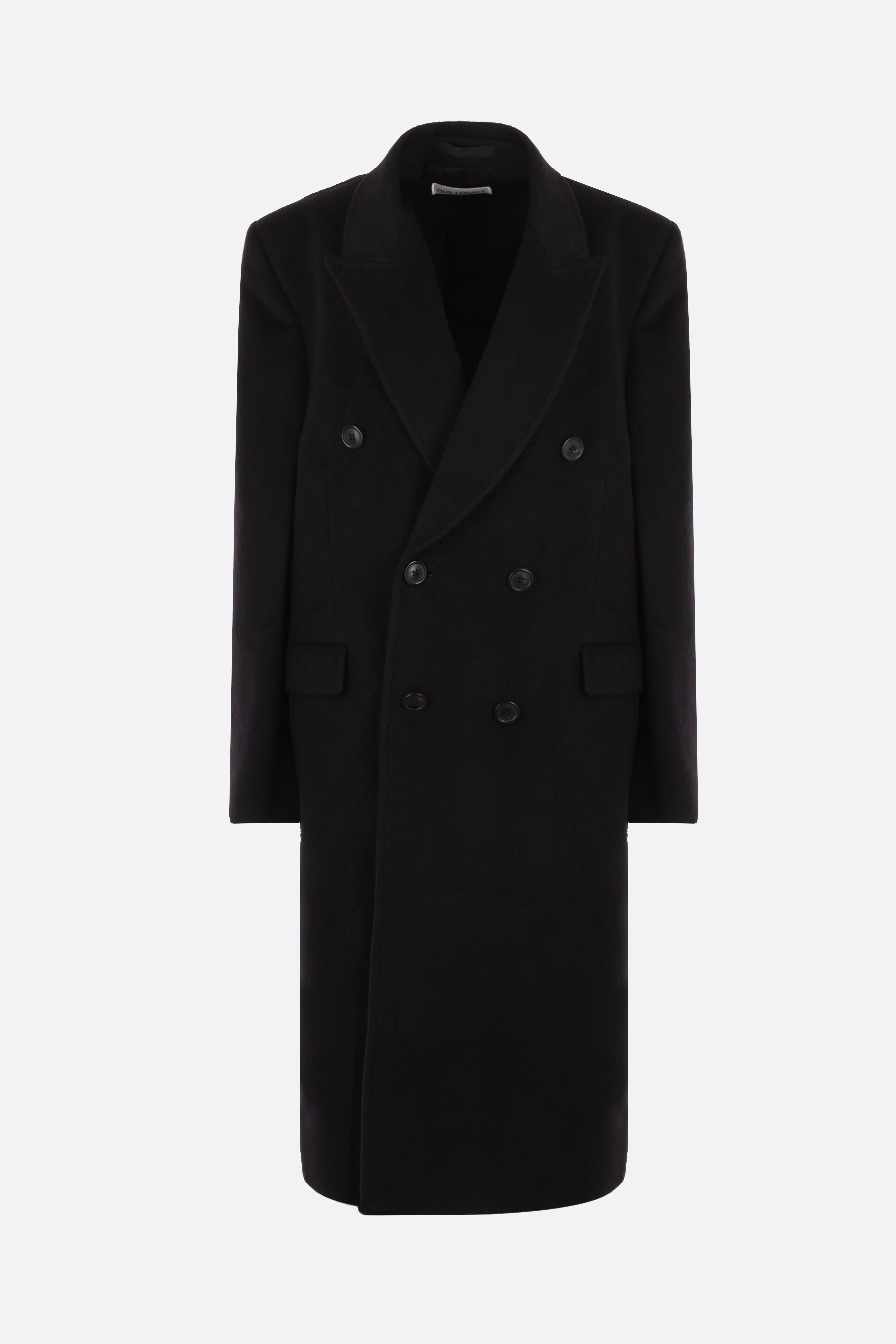 Whale double-breasted mohair wool blend coat