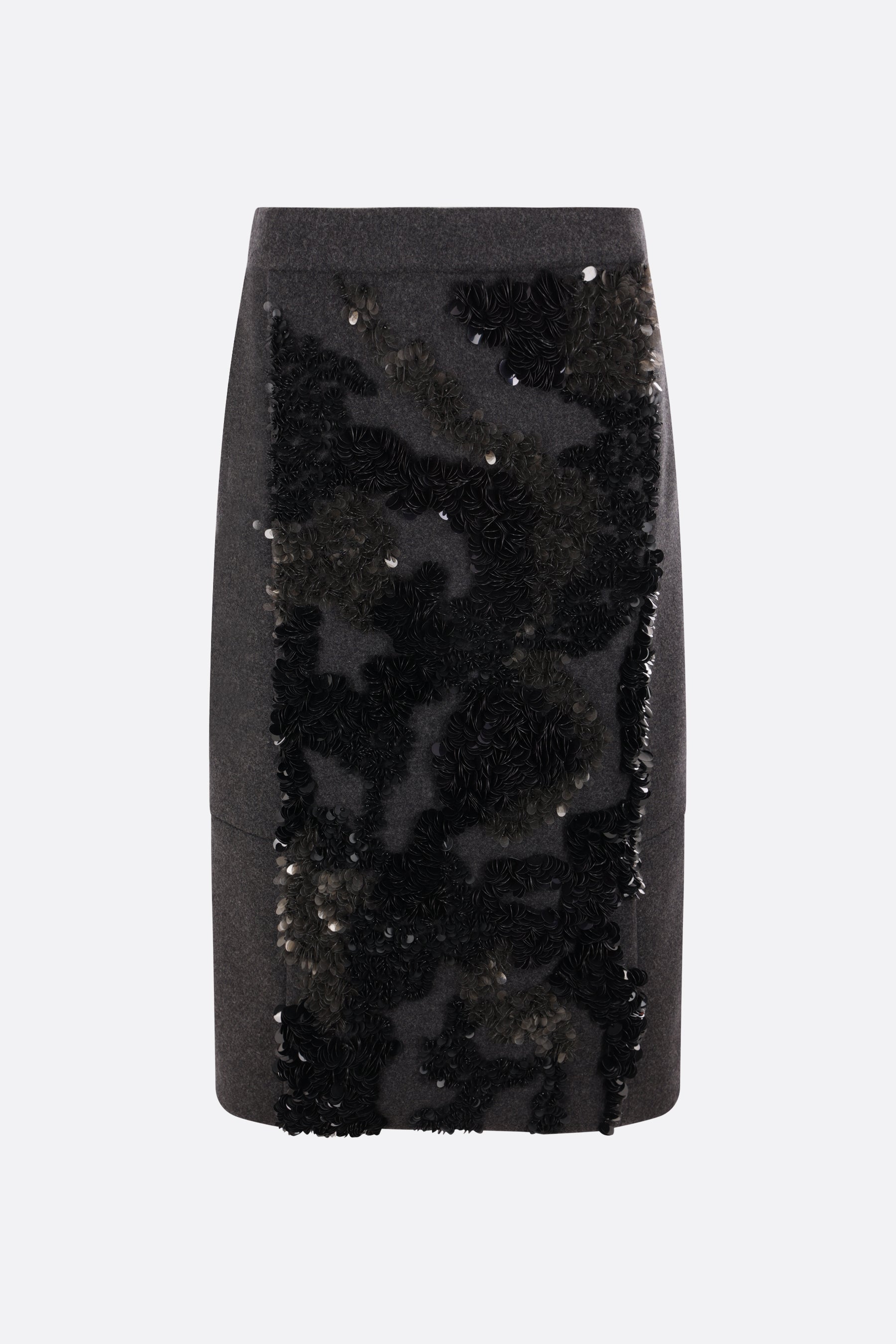 wool blend midi skirt with sequins