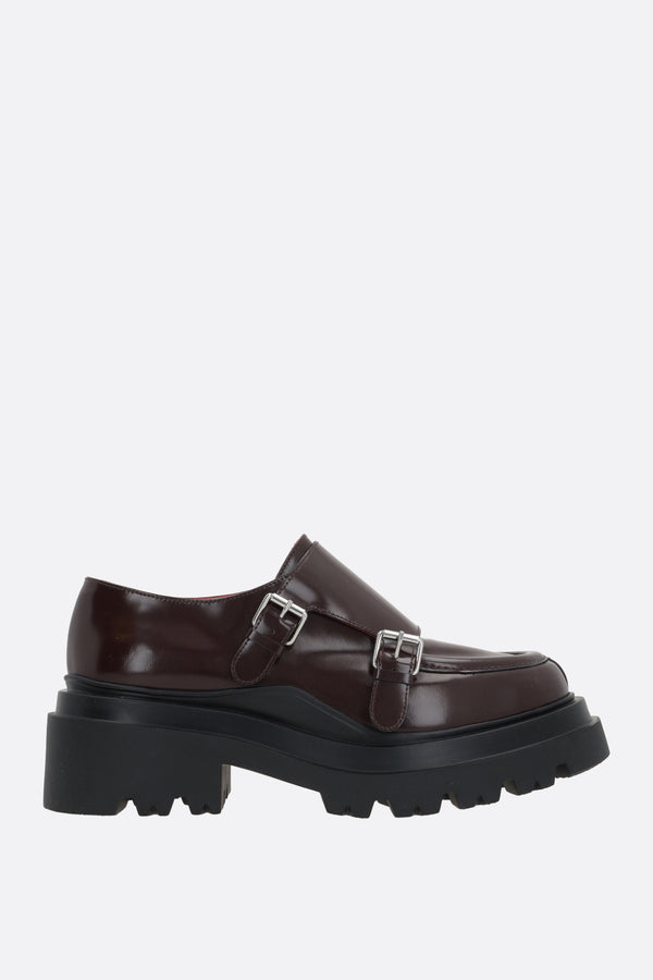 polished leather platform loafers