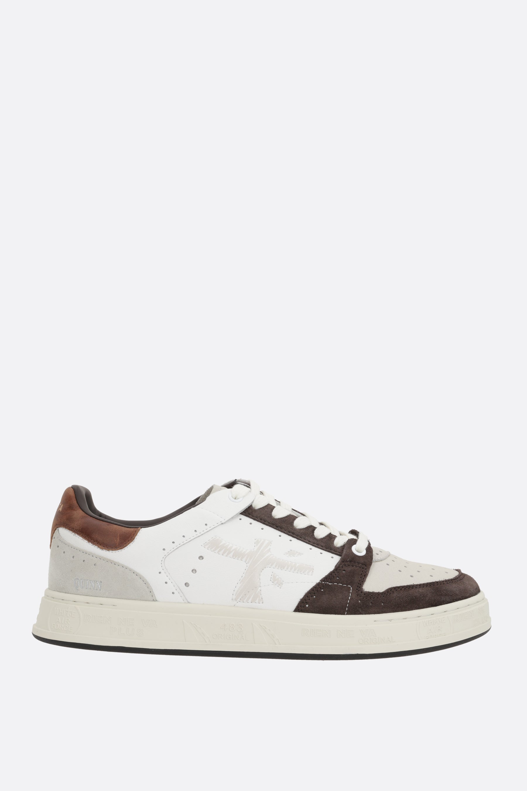 Quinn suede and grainy leather sneakers