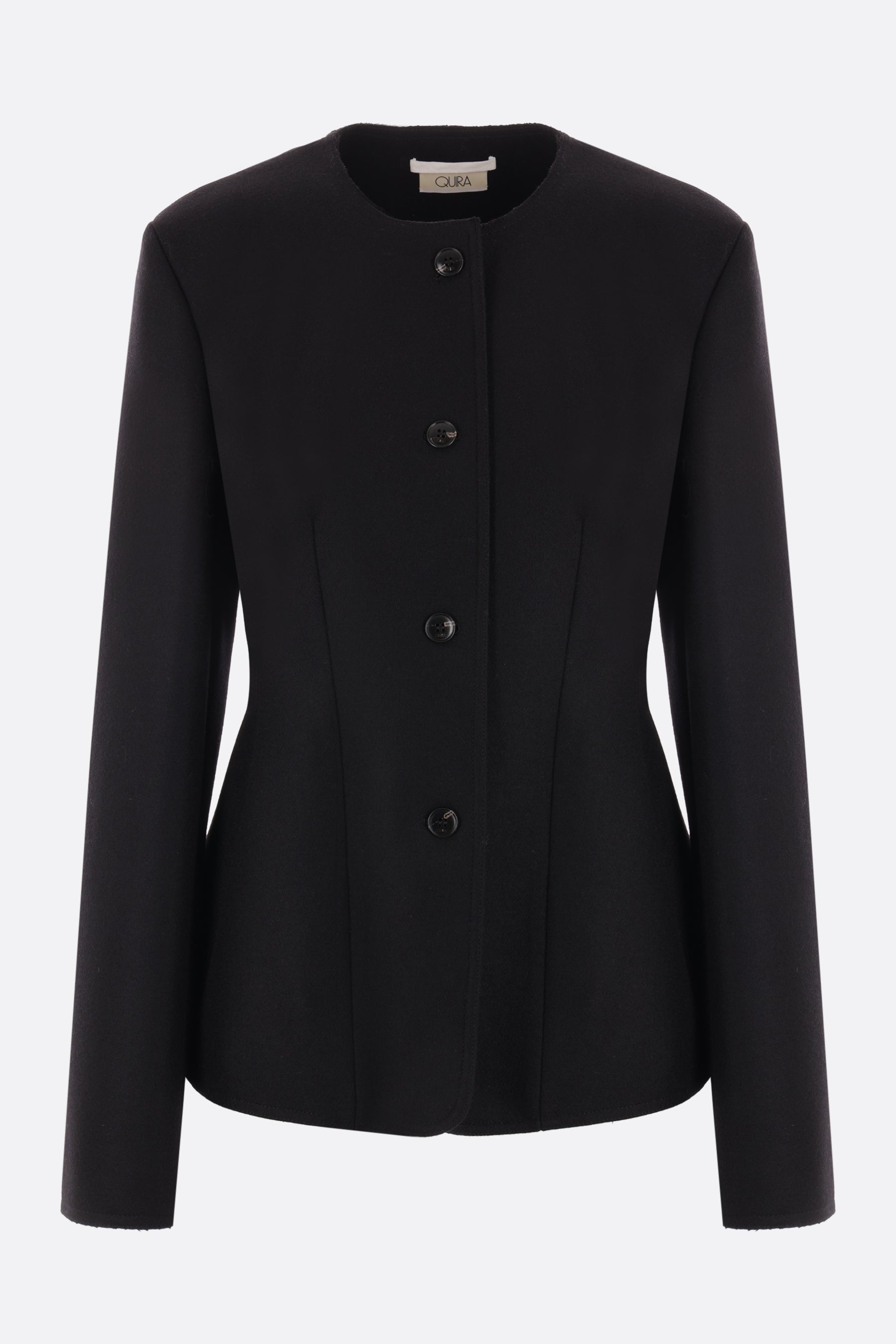 single-breasted wool and cashmere jacket